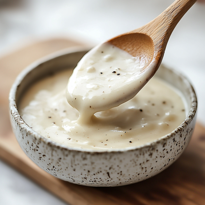 Béchamel micro-ondes maison servie sur gratin de pâtes