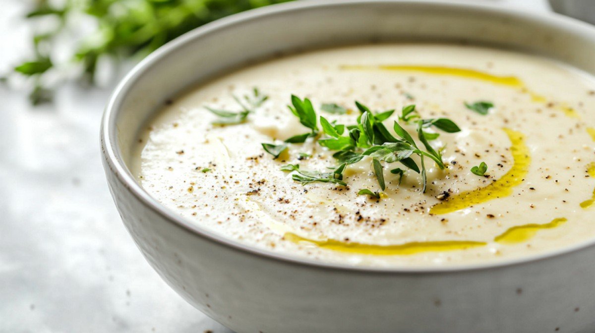 Sauce fromage blanc maison express dans un bol blanc sur marbre blanc