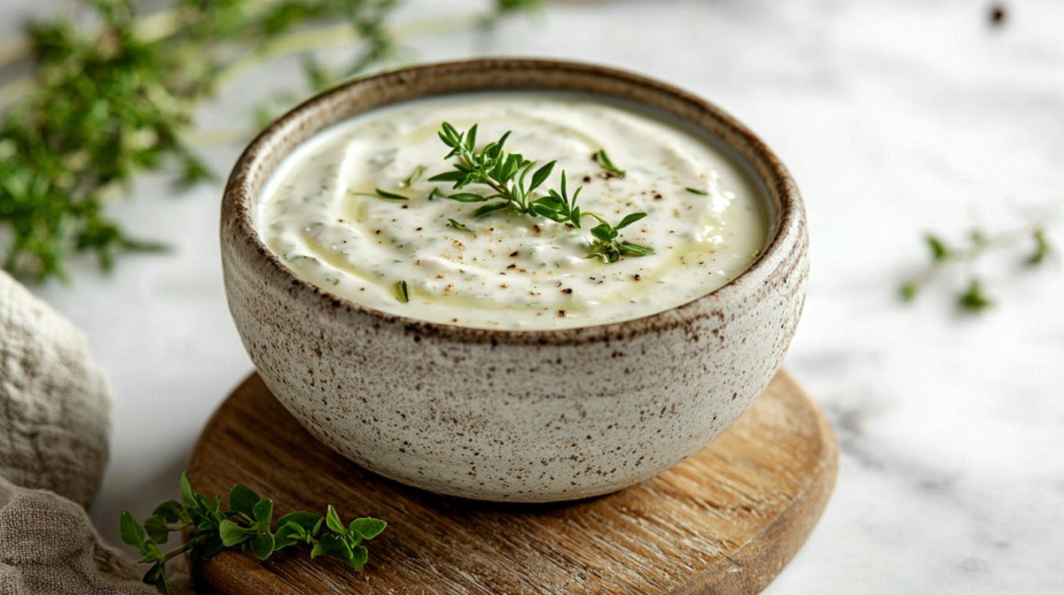 Sauce fromage blanc réussie après rattrapage — texture lisse et veloutée