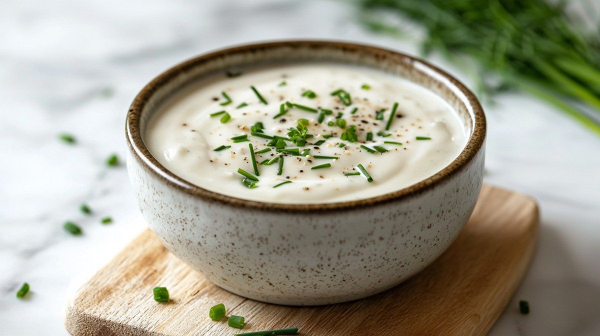 Sauce fromage blanc réussie après rattrapage — texture fluide et parfaitement nappante